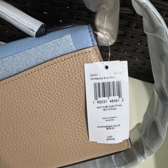 NWT Coach Kleo Top Handle Colorblock Marble Blue Multi💙🤎 - Picture 5 of 7